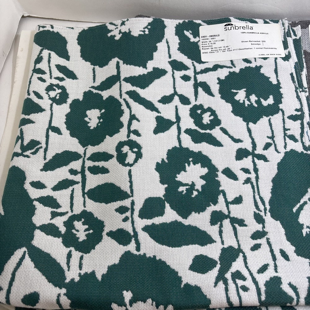 2 Sunbrella Fabric Upholstery Samples Both 26"x26" Brown & Green W/Leaves - Picture 2 of 5